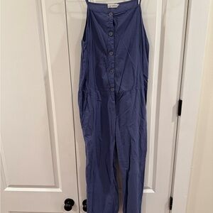 LACAUSA Indigo Button-Front Jumpsuit